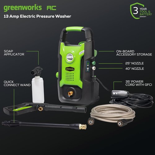 Greenworks Compact Electric Pressure Washer - 1.2 GPM | Lightweight, 20 FT Hose & 35 FT Cord for Cars, Patios & Decks