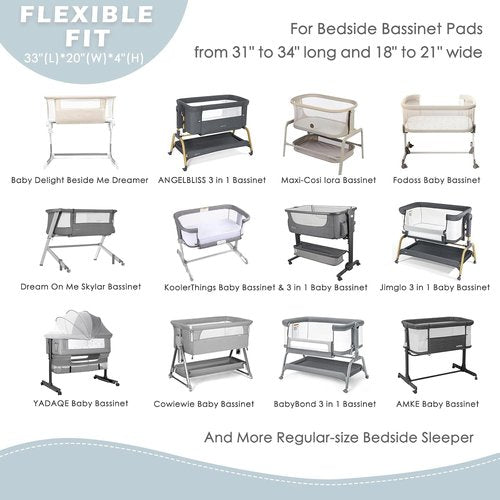 Angelbliss Bassinet Sheets - Ultra Soft & Skin-Friendly 33"x20" Fitted Sheets | 4 Pack for Boys & Girls