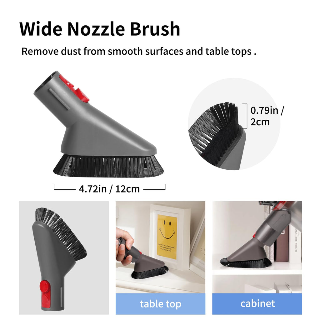 Replacement Attachment Kit compatible with Dyson V7 V8 V10 V11 V15 Absolute Animal Vacuum Cleaner, Flexible Extension Hose Mattress Tool Stiff Brush Soft Bristle Attachment, and Flexible Crevice Tool