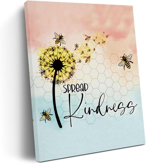 Henhesaha Inspirational Bee Quotes | Cute Bee Decor Canvas Wall Art - Framed 11.4x15" for Home & Bedroom