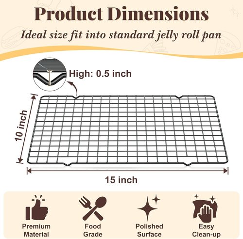 Cooling Racks - 2 PCS 10" x 15" Grid Wire Baking Rack | Dishwasher Safe for Cooking & Baking