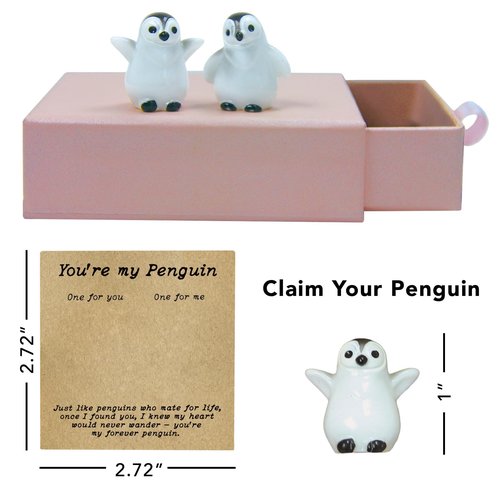 LIMGUVK You’re My Penguin Couple Figurines, Mate for Life Gifts for Couples, Long Distance Relationship & Valentine’s Day, Valentine Gifts for Boyfriend Girlfriend, Couples Gift for Men Women (White)