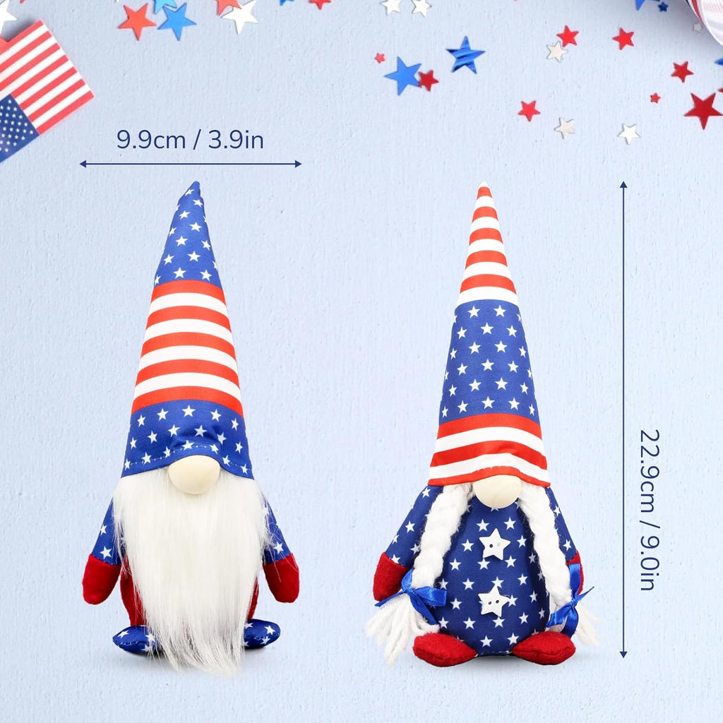 Regine Switzerland Patriotic USA Gnomes - 250th Anniversary Home Decor - Red, White & Blue Figurines for 4th of July Celebrations