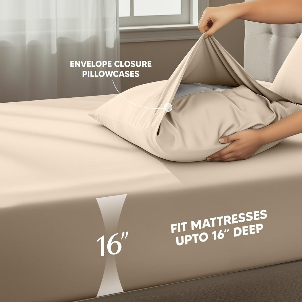 Utopia Bedding Twin Sheet Set - Soft & Breathable Microfiber, 3-Piece Bed Sheets, Oeko-Tex Certified | Sand Color
