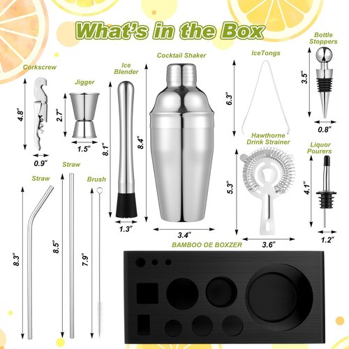 Mifoci 23 Pcs Bartender Supplies Kit Garnish Tray for Bartenders with Bar Caddy 3 Tier Salt Rimmer 13 Pcs Cocktail Shaker Set and Bar Accessory for Christmas Bartender Gifts Beginners(6 Compartments)