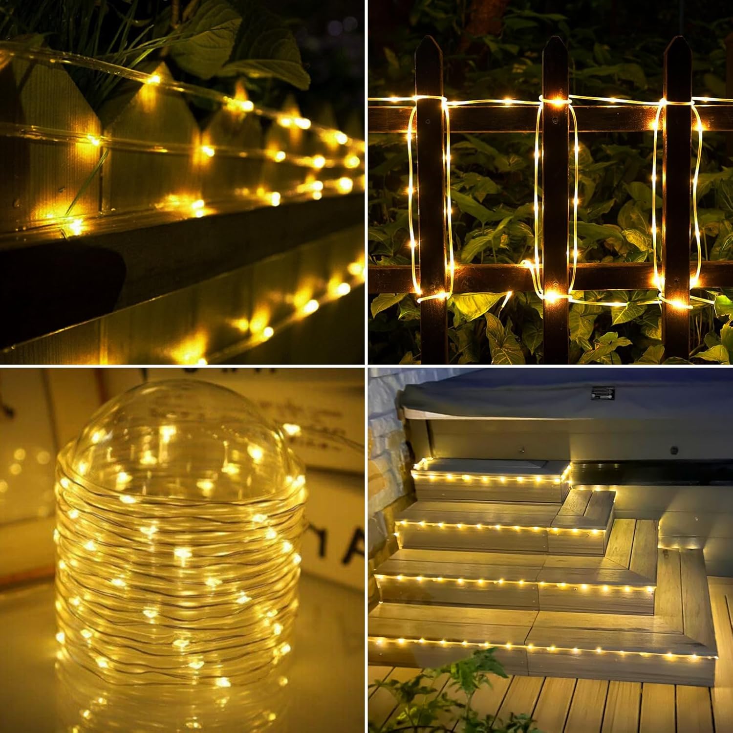 Skiennix Solar Rope Lights - 132ft Waterproof 400LED String Lights | 8 Modes for Garden & Patio Decor - Warm White