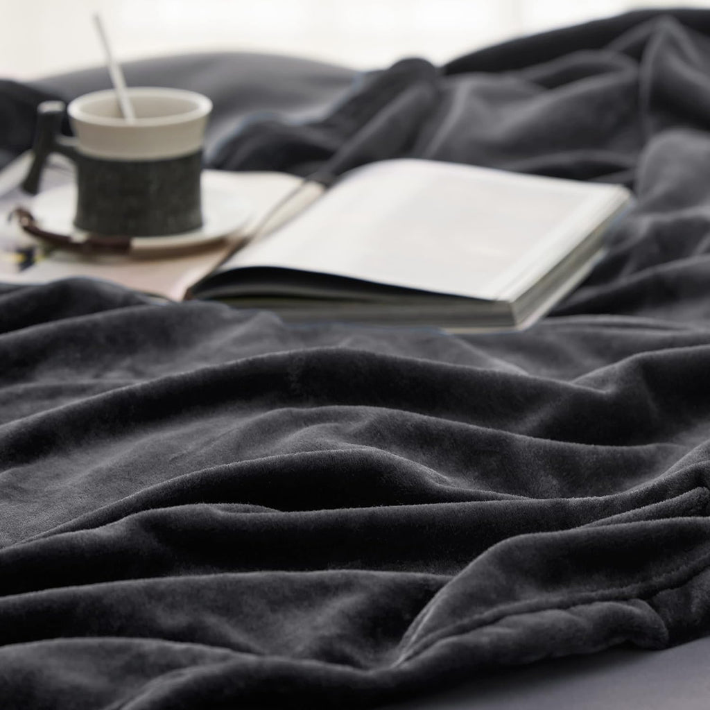 Bedsure GentleSoft Fleece Blanket - Cozy Dark Grey Twin Size 300GSM Plush Warm Throw, 60x80 Inches
