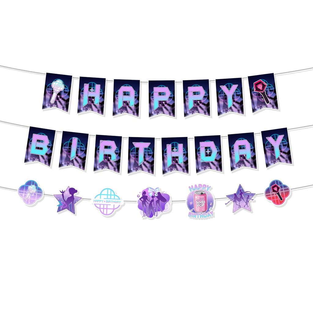 Music Hunter Birthday Banner Set - Includes 2 Happy Birthday Banners & 1 Prop Garland for Magical Music Themed Party Decorations, Easy to Hang Singer Theme Party Supplies