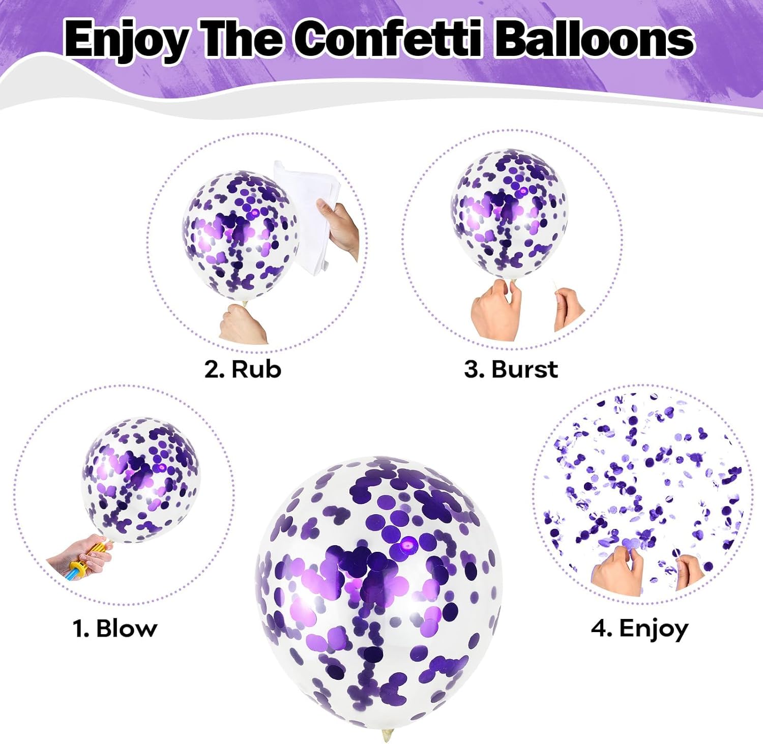 Purple Pink Balloons - 12 Inch Mermaid Halloween Balloon Set | 35 Pcs with Metallic Confetti for Parties