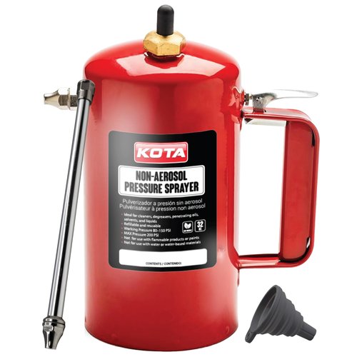 LAUCO Non Aerosol Pressure Sprayer - Refillable Pressurized Sprayer Bottle for Oil, Solvent, Degreasers, Lubricants - Rechargeable Steel Canister with Brass Nozzles, 32oz