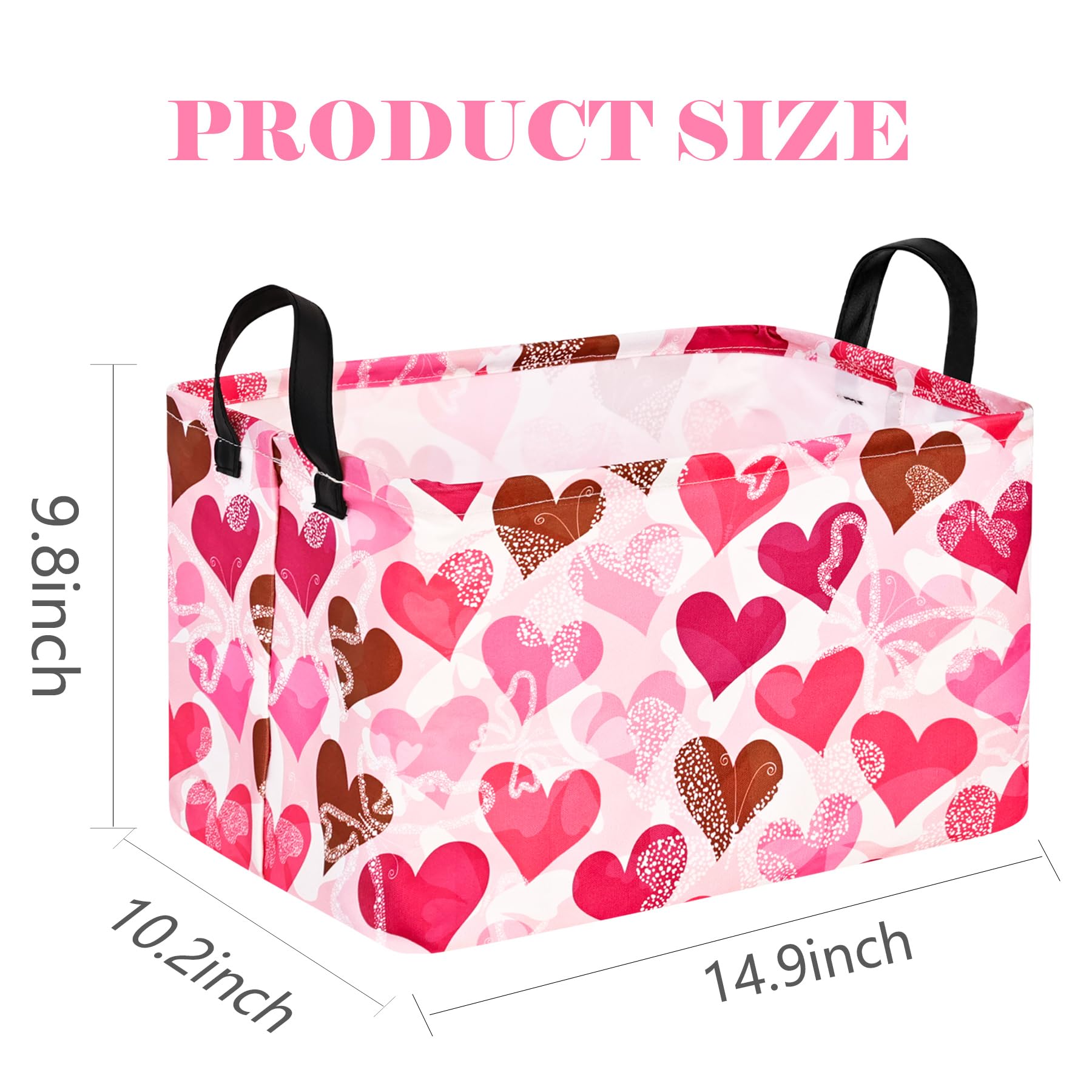 DUYIY Toys Storage Basket Home Shelf Basket Organizer Box Clothes Laundry Hamper Nursery Basket Laundry Baskets with Handles for Kids Heart Pattern