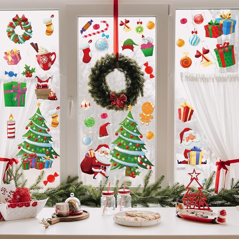 Demonwer Glow in The Dark Christmas Wall Decal Set - Green Luminous Tree & Santa (Variation: Christmas-1+Green Luminous)