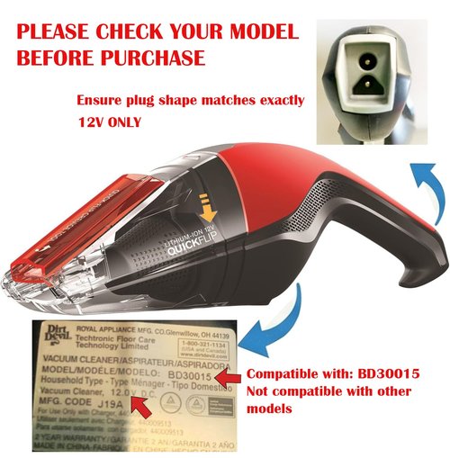 AMOWA Replacement Charger for Dirt Devil 12V Quick Flip Hand Vacuum BD30015 Part # 440009513