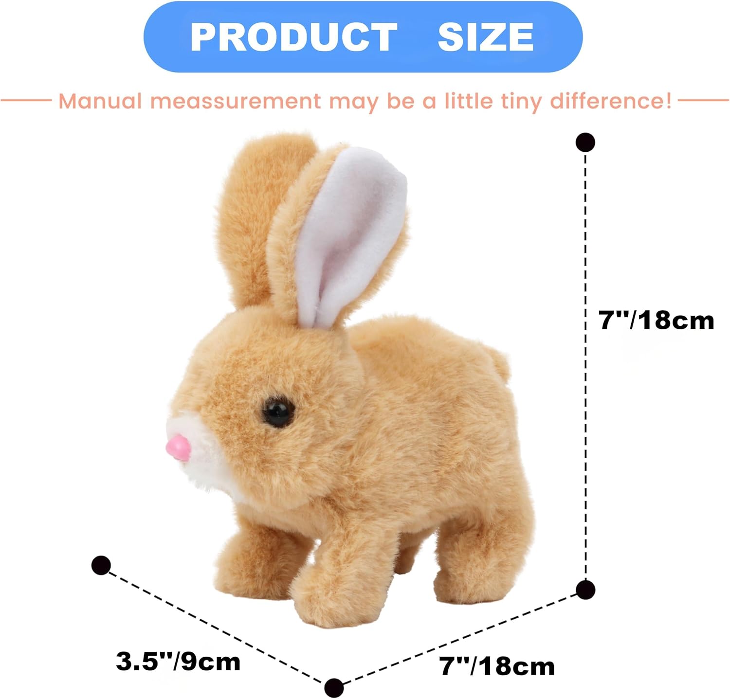 Skiennix Interactive Hopping Bunny Plush Toy - Realistic Easter Rabbit with Sounds & Movements | Brown & White