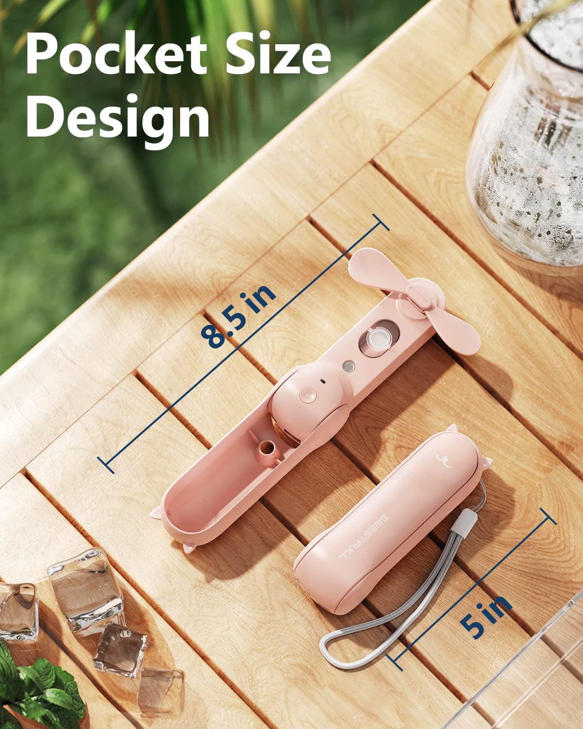 Sweetfull Portable Misting Fan - Rechargeable Handheld Mini Spray Water Mister | Ideal for Travel & Outdoors (Pink)