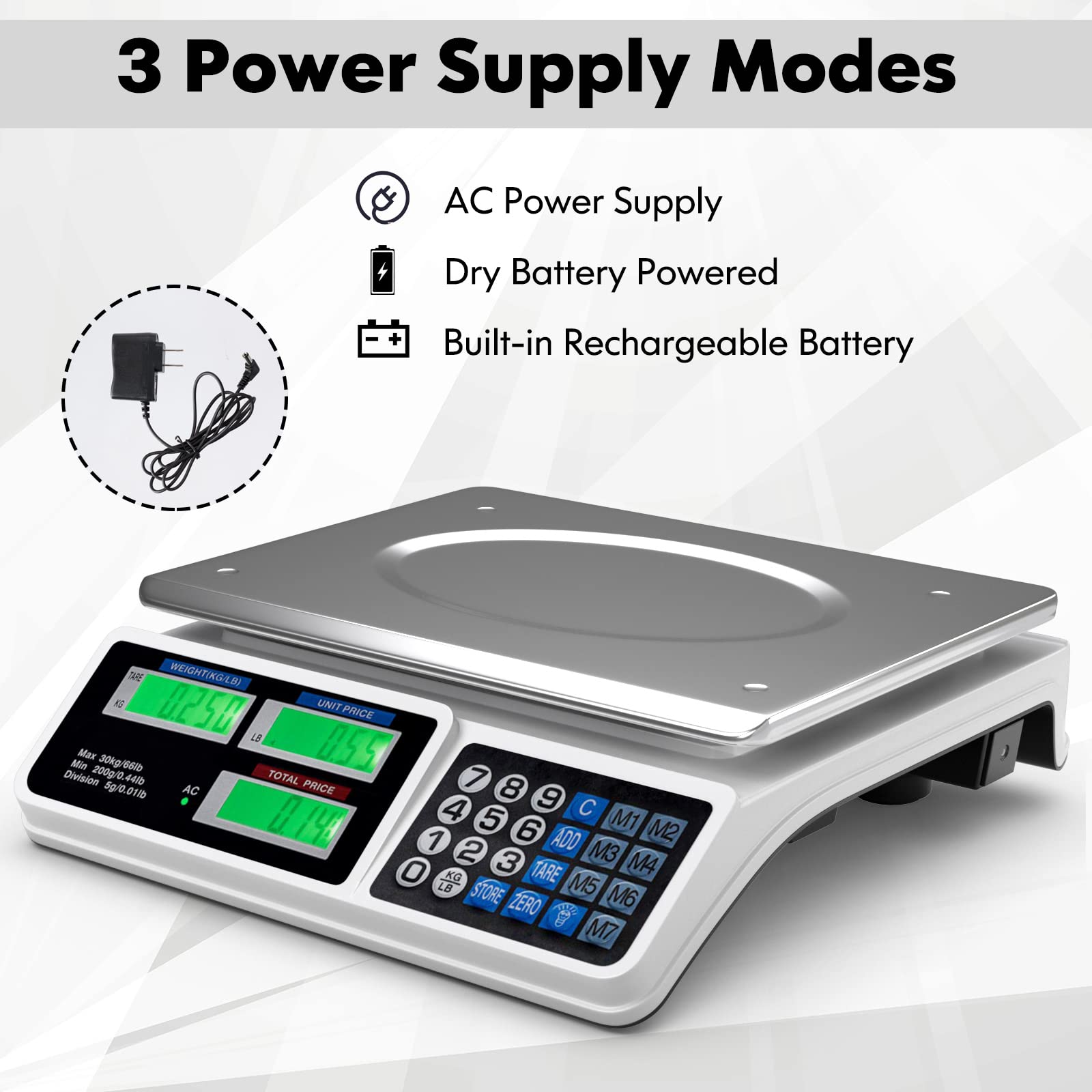Goplus 66lb Price Computing Scale, Digital Commercial Food Produce Scale with Stainless Steel Large Platform, Counting Function for Farmer Market, Kitchen, Meat Shop, Deli