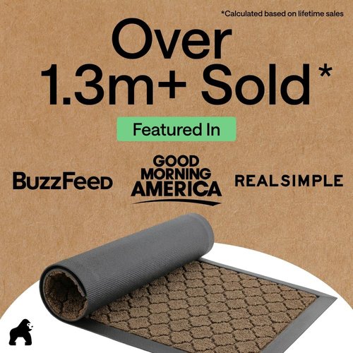 GORILLA GRIP 100% Waterproof Doormat - All-Season WeatherMAX, 60x24, Stain & Fade Resistant, Easy Clean, Latte Quatrefoil