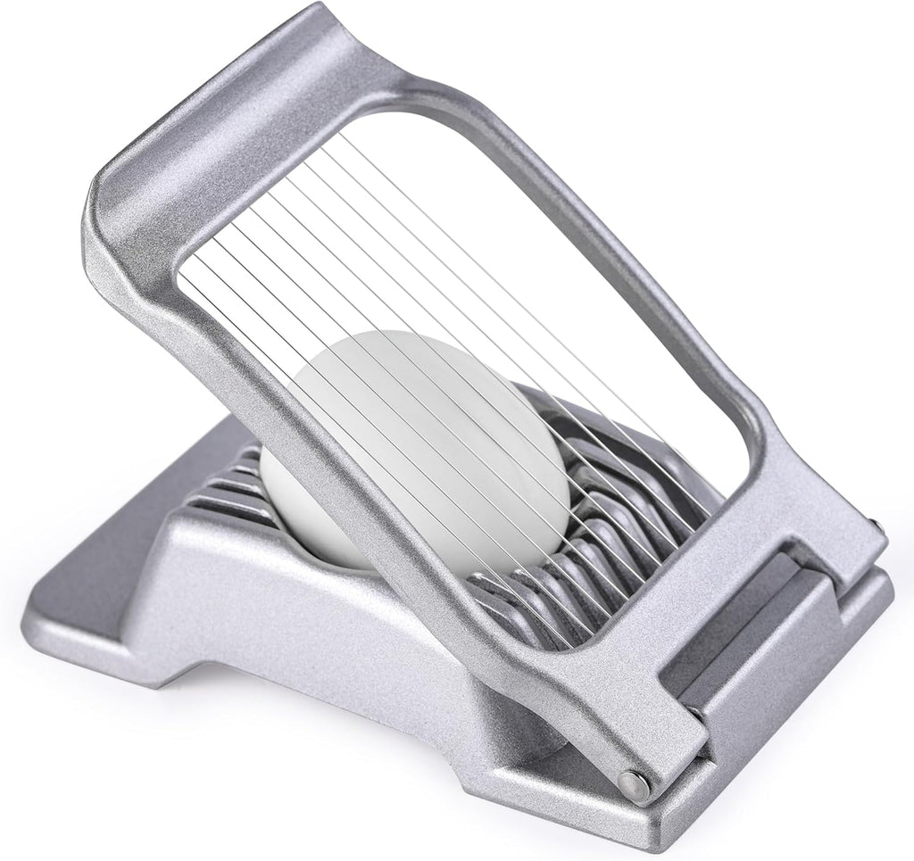 Skiennix Egg Slicer - Heavy-Duty Stainless Steel Cutter for Hard Boiled Eggs & Fruits | Dishwasher Safe