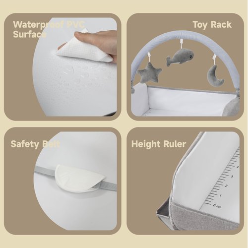 Baby Changing Table, Versatile Portable Folding Changing Table, Waterproof Diaper Changing Station with Waste Basket, Adjustable Height with 2 Drawers, Baby Changing Station for Infant and Newborn