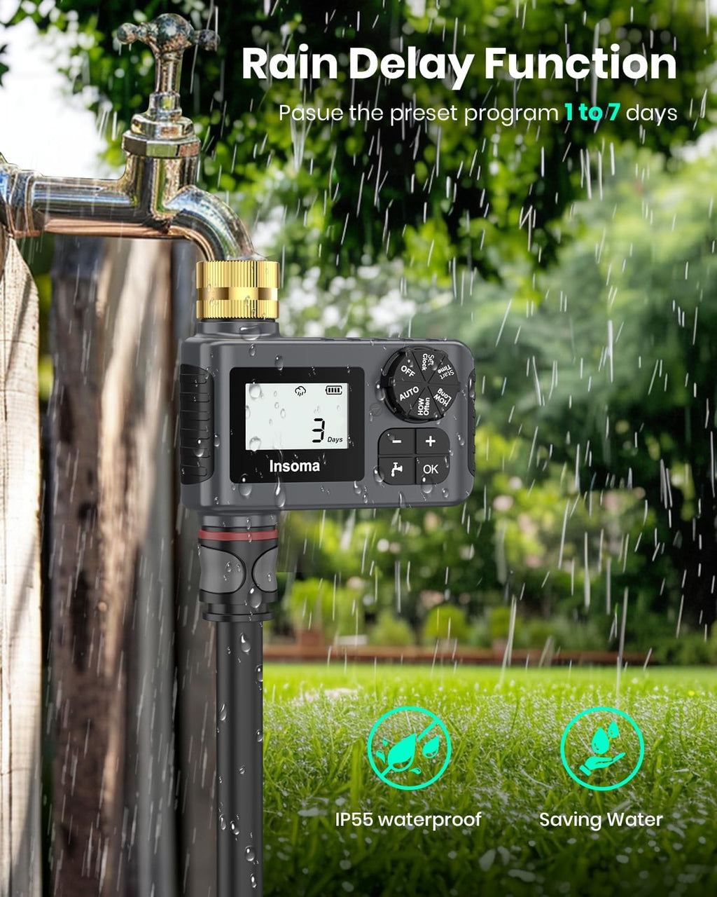 Skiennix Water Timer - 2 PCS Brass Inlet Sprinkler Timer with Rain Delay & Automatic Drip Irrigation System