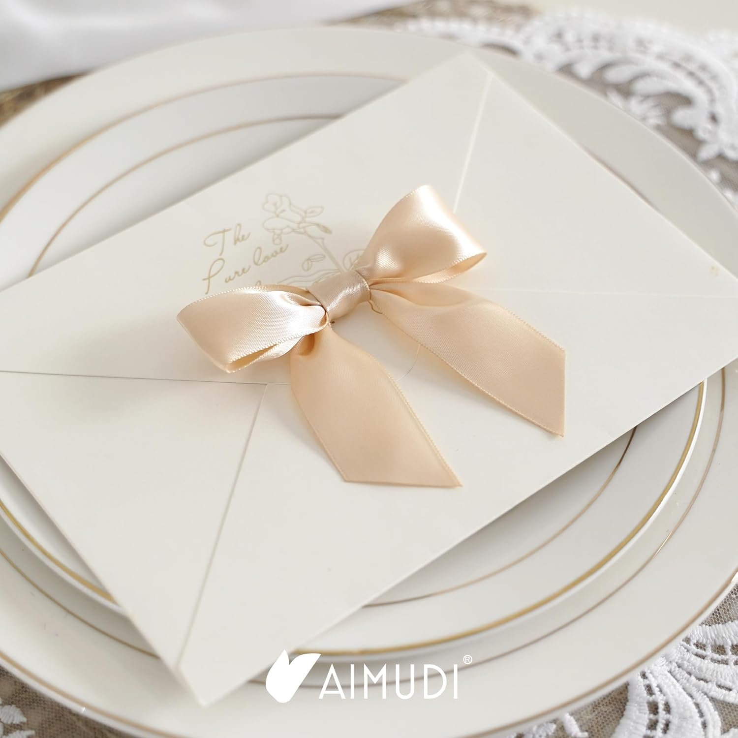 AIMUDI Champagne Gift Wrapping Bows - 3.5" Pre-Tied Small Christmas Tree Bows | 50 Count for Crafts & Decorations