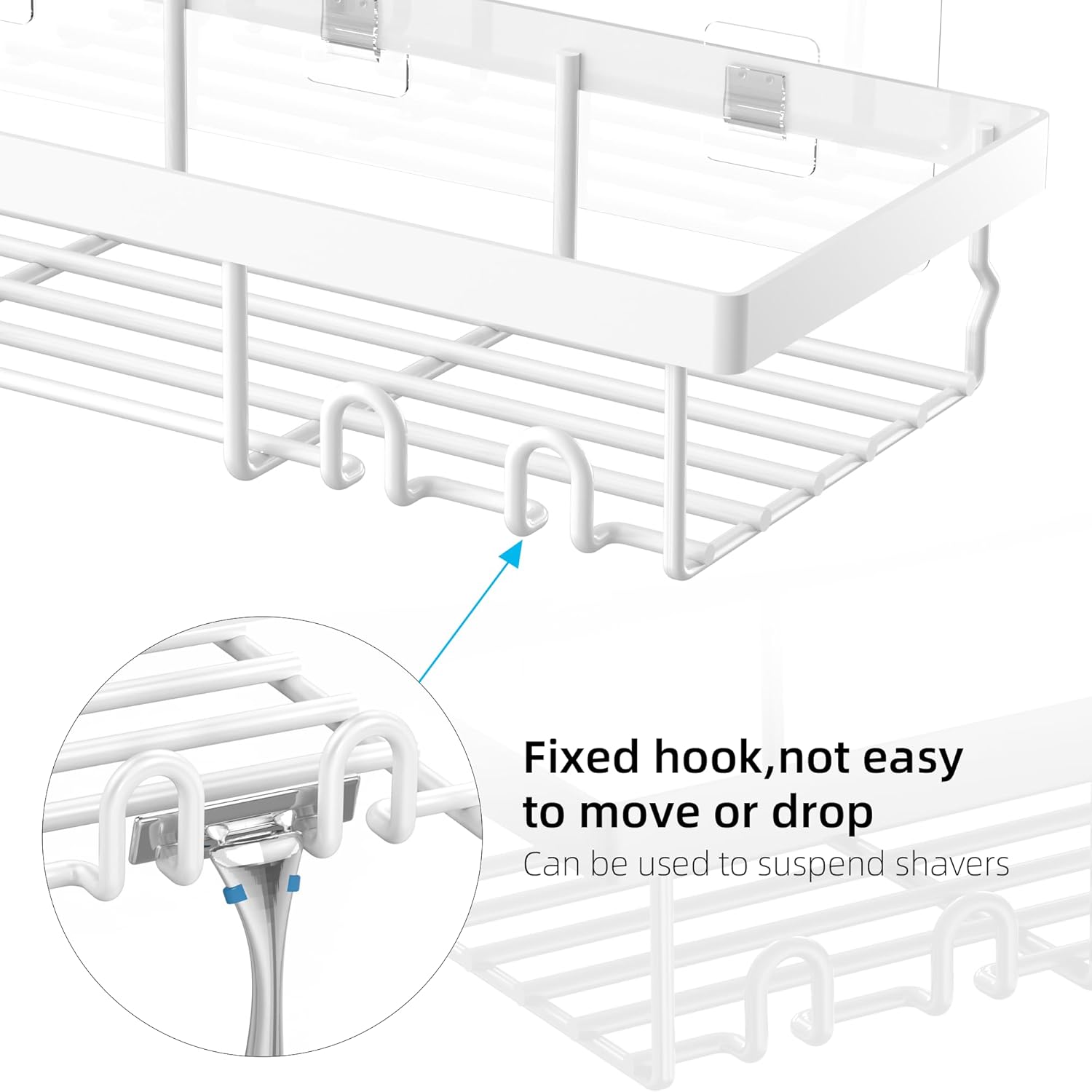 Moforoco Shower Caddy Basket Shelf - No Drill, Rustproof White Bathroom Organizer | 3-Pack with Soap Holder