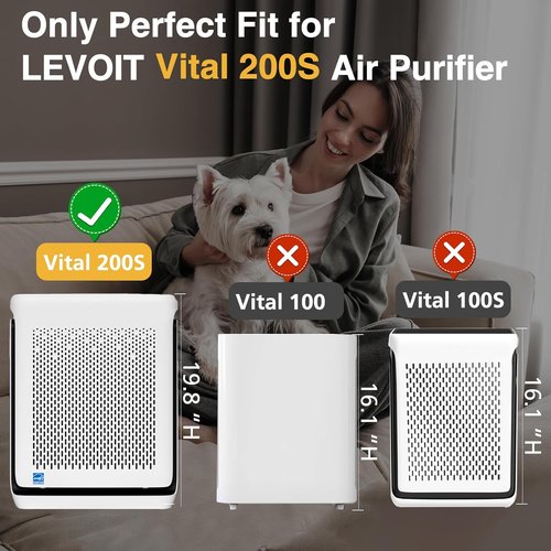 LEVOIT Vital 200S-P Replacement Filter - High-Efficiency Air Purification for Large Rooms | 2 Pack, White
