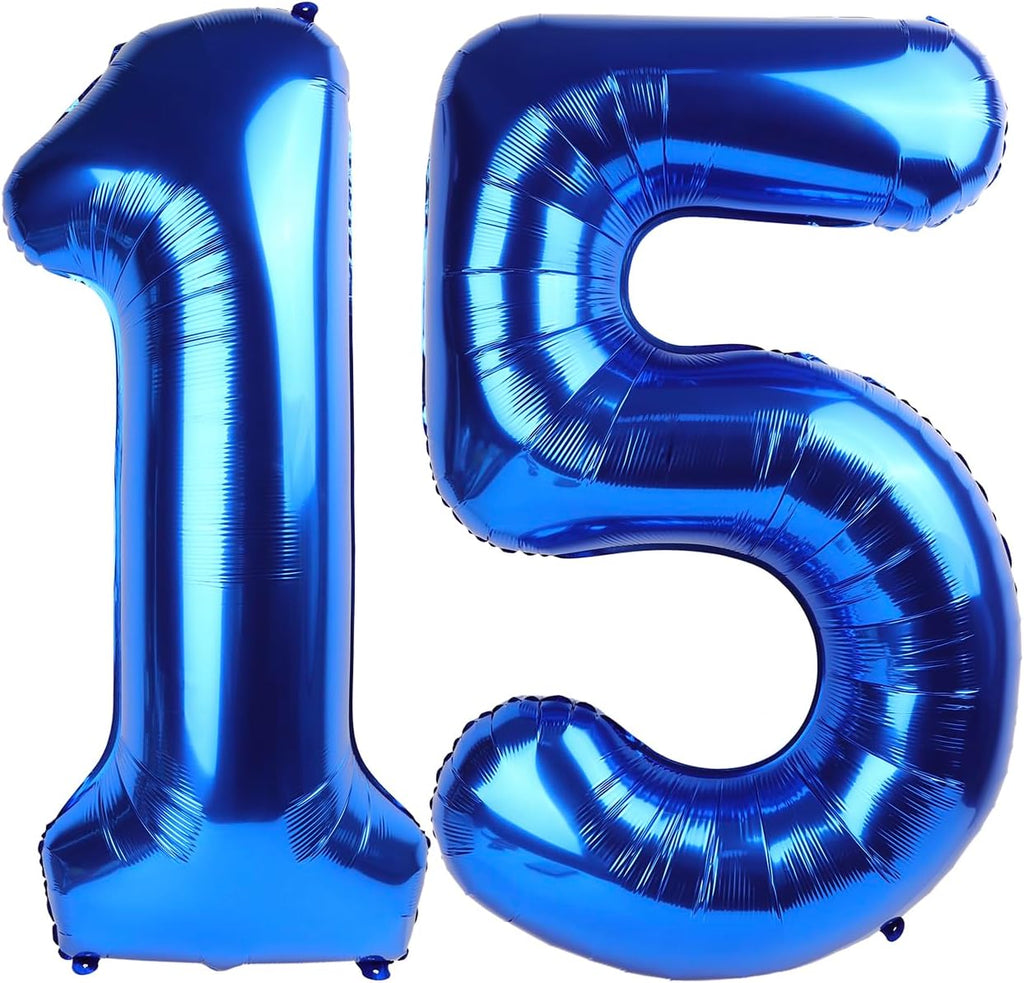 Number 15 Balloon by [Brand Name] - 40-Inch Navy Blue Birthday Decoration for 15th Celebration