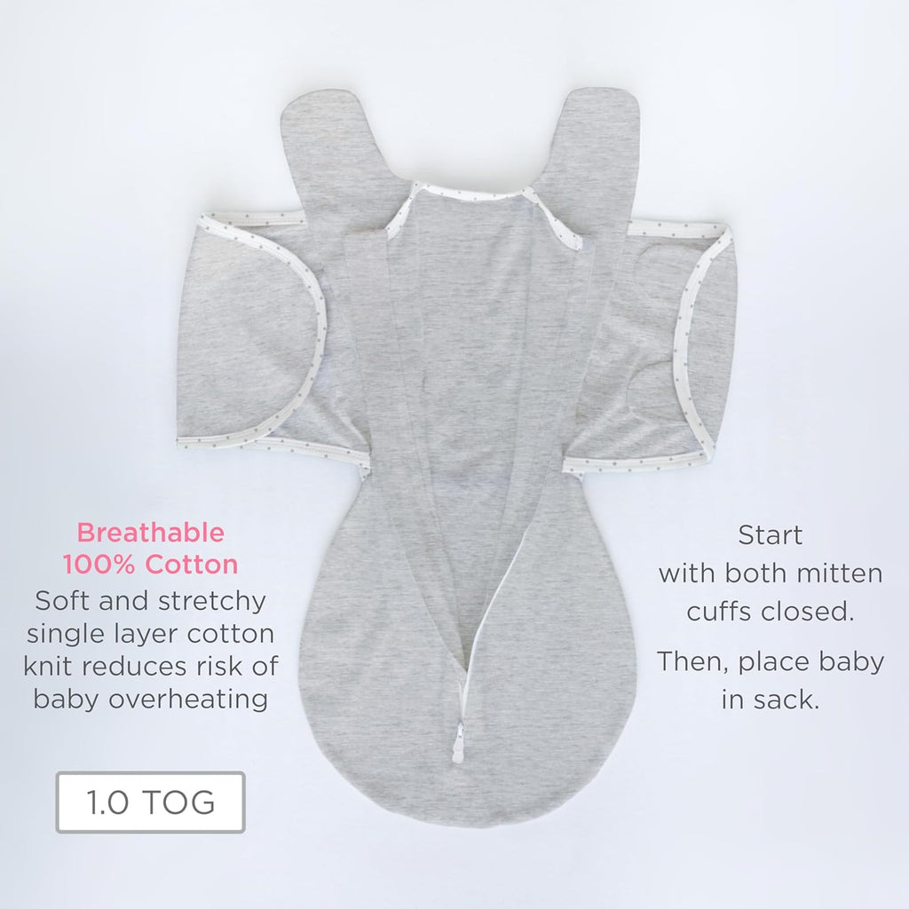 SwaddleDesigns 6-Way Omni Swaddle Sack - Arms Up Design for Newborns | Improves Sleep, Oatmeal, Small (0-3 Months)