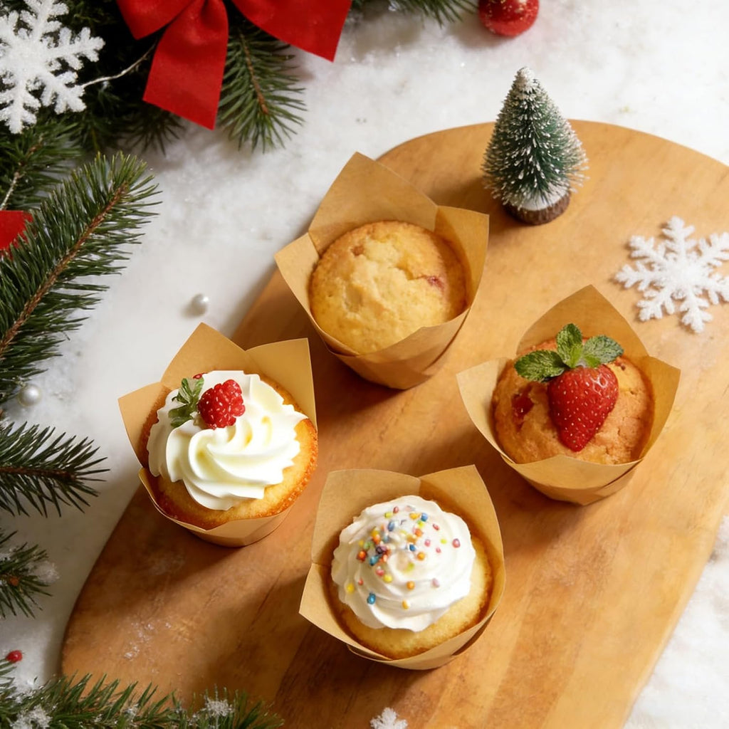 Regine Switzerland Tulip Cupcake Liners - 250 Pcs Parchment Paper Muffin Liners for Baking | Natural Color