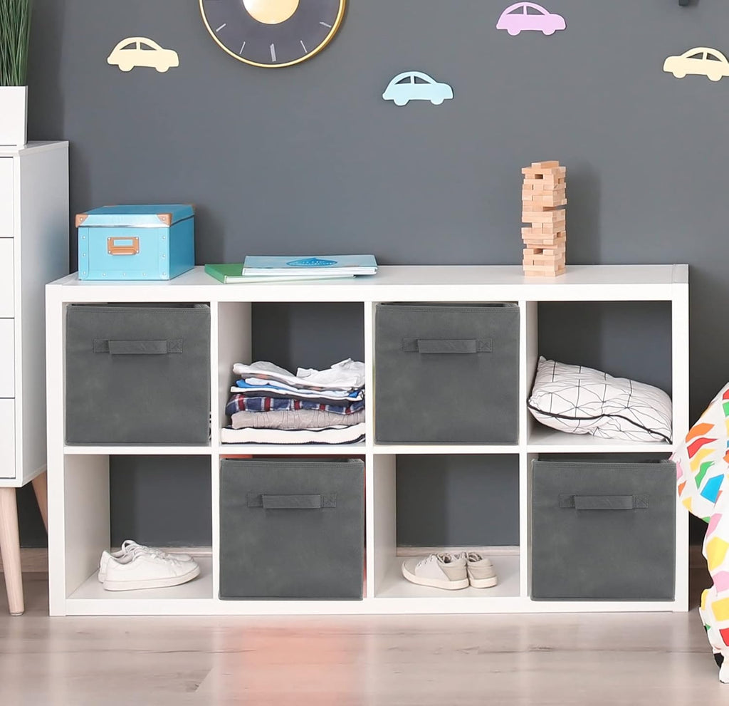 Simple Houseware Foldable Cube Storage Bins - 11-Inch Dark Gray Fabric Organizer | 6-Pack for Closet & Shelves