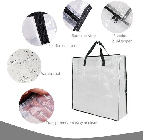 Clear Storage Bags by [Brand Name] - 3 Pack with Zipper & Handles for Wreaths | Ideal Gift Bag Organizer