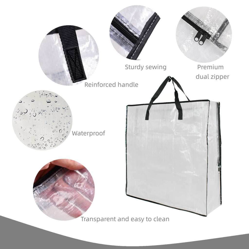 3 Pack Clear Bags with Zipper and Handles, Halloween Christmas Wreath Storage, Gift Bag Organizer, Moving Boxes Alternative, Under the Bed Storage