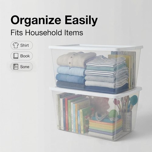 Clear Plastic Storage Bins by [Brand Name] - 90 Quart Stackable Organizer for Home & Office | 2-Pack