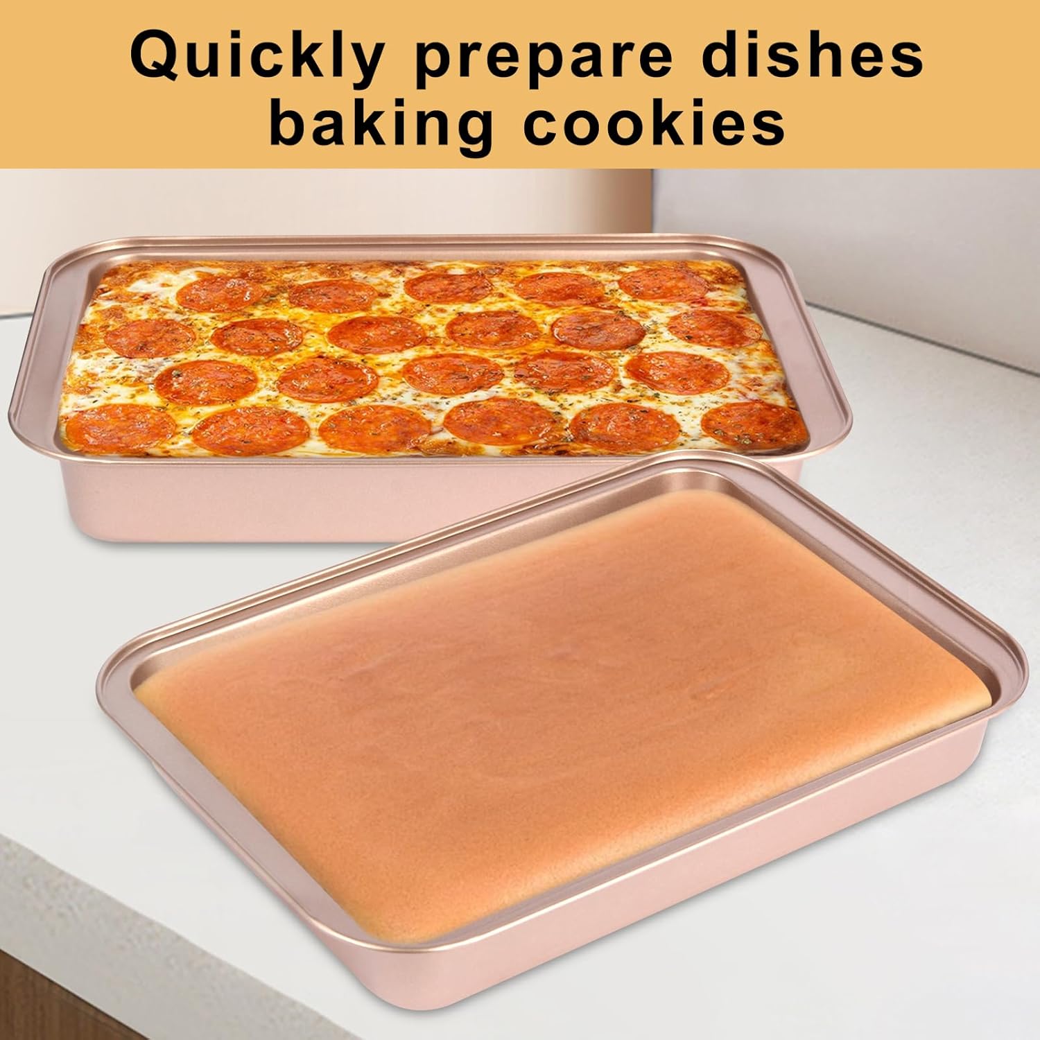 Regine Switzerland Nonstick 9x13 Baking Pan - Easy Clean Carbon Steel Bakeware for Cakes & Casseroles | Rose Gold