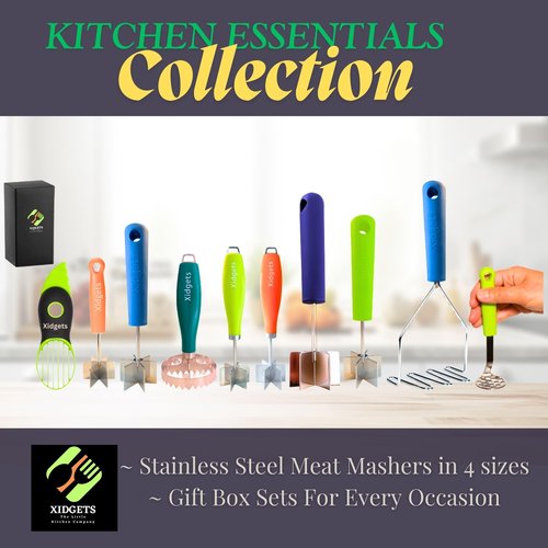 2pc Avocado Tool Set in Box - 3-in-1 Avocado Slicer with Cutter & Pit Remover + Mini Masher - Kitchen Utensil Gift Set for Guacamole Lovers by Xidgets (Zippy Green/Zippy Green)