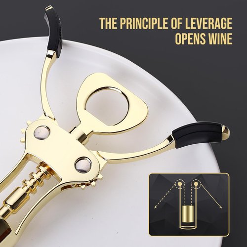 Drincarier Wine Opener, Zinc Alloy Premium Wing Corkscrew Wine Bottle Opener with Multifunctional Bottles Opener, Upgrade