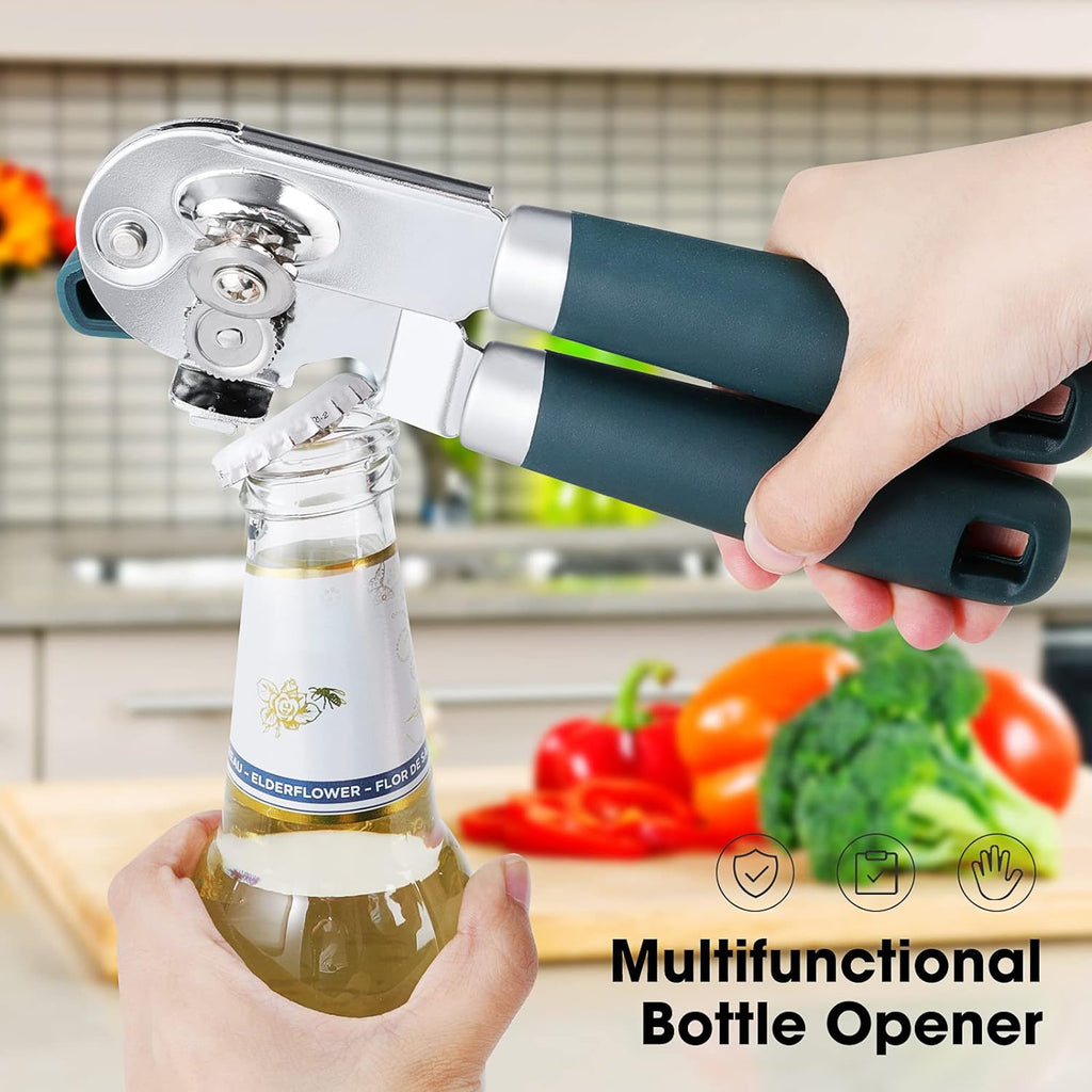 Beneno Manual Can Opener - Heavy Duty Carbon Steel Blade with Magnet & Soft Grip Handle | Green