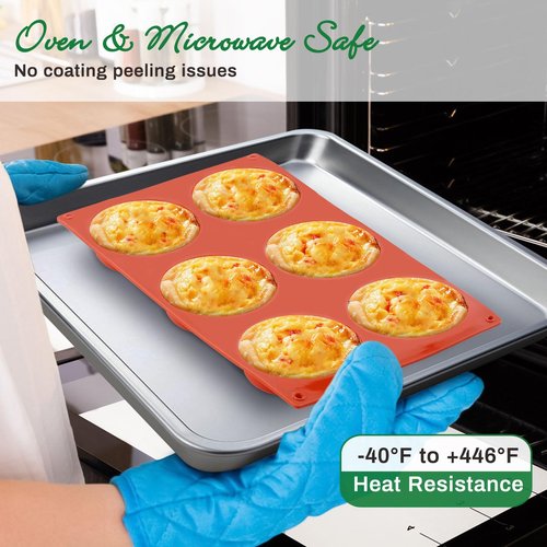 Ocmoiy 3 Inch Egg Mold for Breakfast Sandwiches Round Silicone Muffin Top/Egg Pan, Non-Stick Oven Baking Silicone Molds for Eggs Patty Bites, Tarts, English Muffins, Pack of 2
