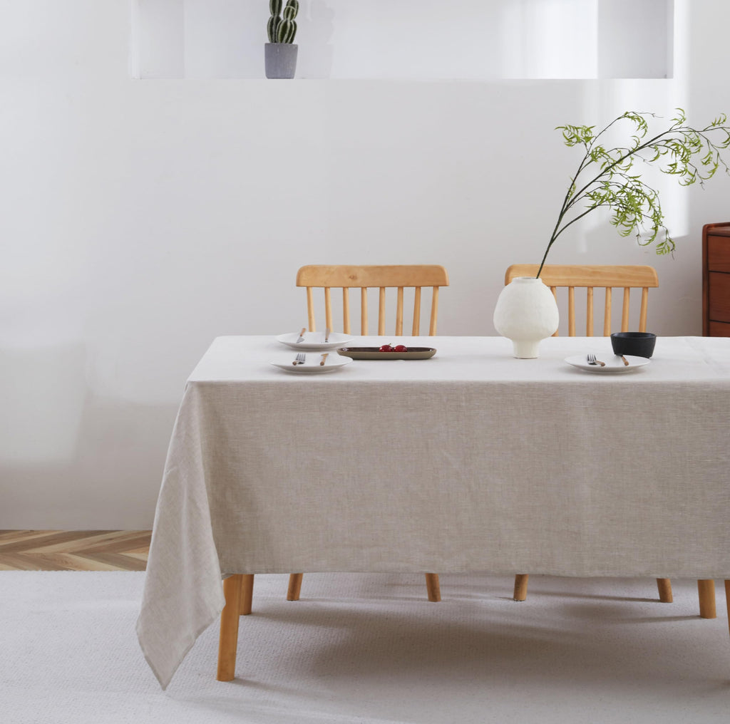 AORISSI 100% French Flax Linen Tablecloths Rectangle 120Lx60W Inch for Dinners, Parties, Easter, Halloween, Camping, Stone Washed, Textured, Machine Washable, 10-12 Sets (60''x120'', Natural Linen)