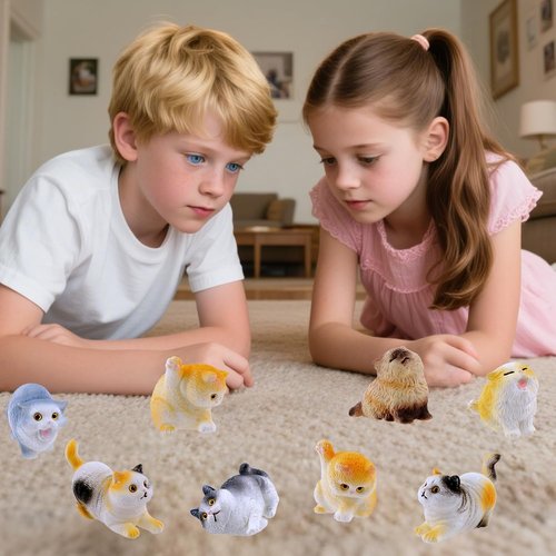 Exasinine Miniature Cat Figurines - 12 Cute Kittens for Fairy Garden & DIY Terrarium Decor