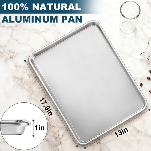 Bastwe 12 Pack Half Size Baking Sheet Pan Set, Aluminum Commercial Quality Cookie Sheet for Baking or Roasting, Large Thick Baking Tray Prevents Warping, 13" × 18" Cookie Tray Pan