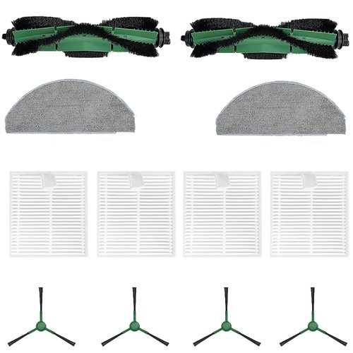 Roller Brush ＆ Side Brushes ＆ Filters & Mopping Pads Replacement Parts Compatible with iRobot Roomba Essential 100 Series 104 105 Vac/Combo Y0110 Y0140 Q011 Q0120 Q0520 Robot Vacuum Accessories