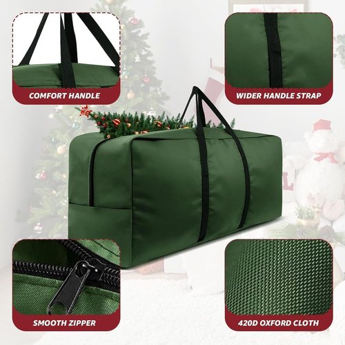 Heavy Duty 420D Christmas Tree Storage Bag by [Brand Name] - Extra Large 9-12 Ft with Reinforced Handles & Zipper
