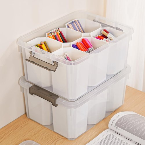 Citylife 17 QT Clear Plastic Storage Bins - Stackable Multipurpose Organizing Containers (2 Packs)