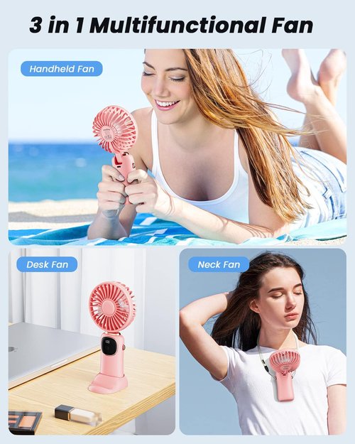 coldSky Portable Handheld Fan - 4000mAh Battery, 3-in-1 Design with LED Display | 5-Speed, Foldable, Versatile Use