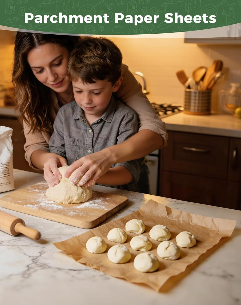 Unbleached Parchment Paper Sheets by [Brand Name] - Non-Stick Baking Paper for Oven & Air Fryer | 100 Precut 9x13 Sheets