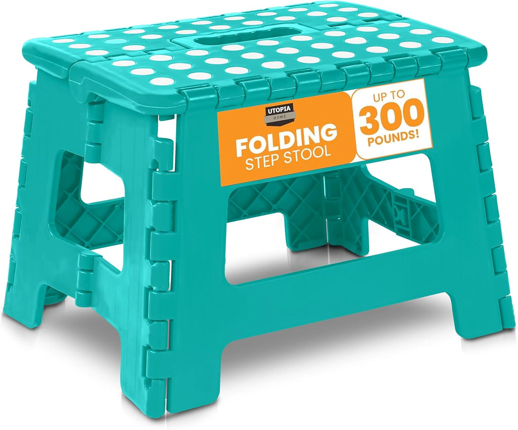 Utopia Home Folding Step Stool - 9-Inch Anti-Slip Collapsible Design - Supports Up to 300 lbs | Teal Color