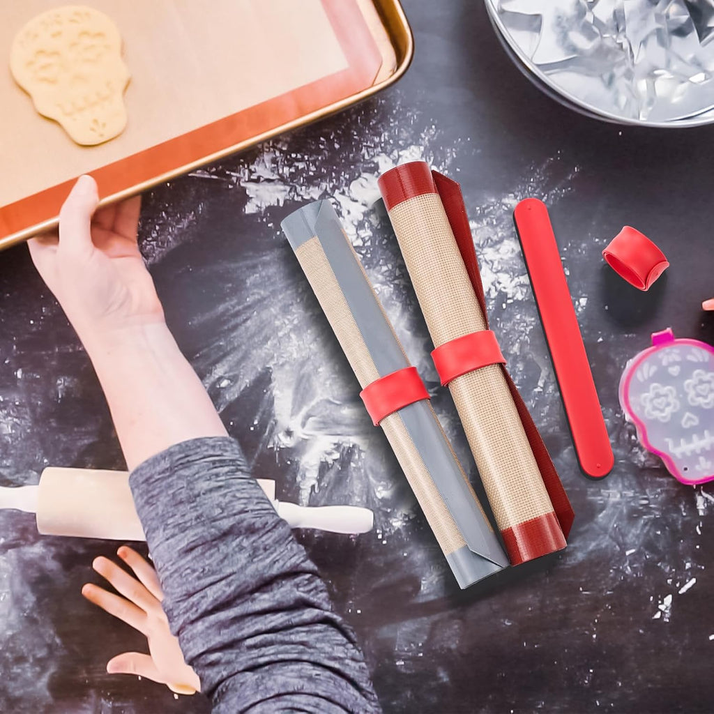 Teenyyou Silicone Storage Bands - 4 Pcs for Baking Mats & Wrapping Paper | Perfect for Christmas Organization