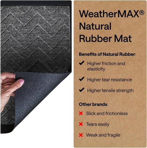 GORILLA GRIP Waterproof All-Season WeatherMAX Doormat - Durable Natural Rubber, 72x24, Easy Clean, Indoor/Outdoor